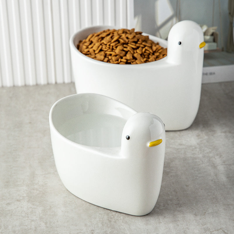 Ceramic Pet Cat Bowl High Feet Neck
