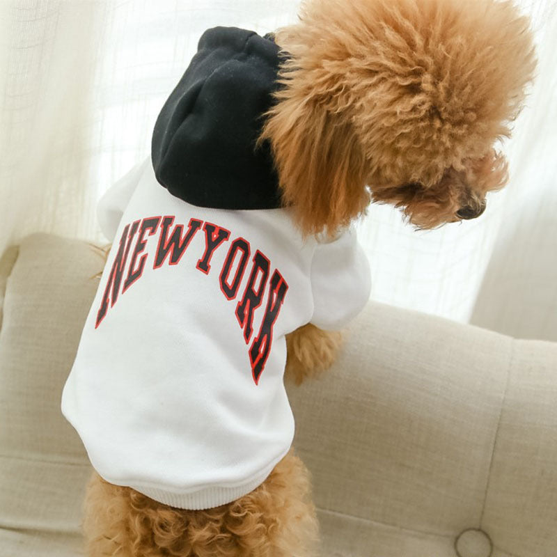 Pet Terry Cotton Casual Hooded Letter Sweatshirt
