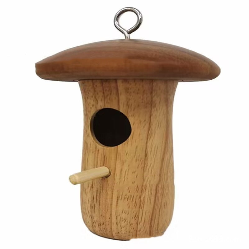 Wooden Bee Mushroom Shape Feeder