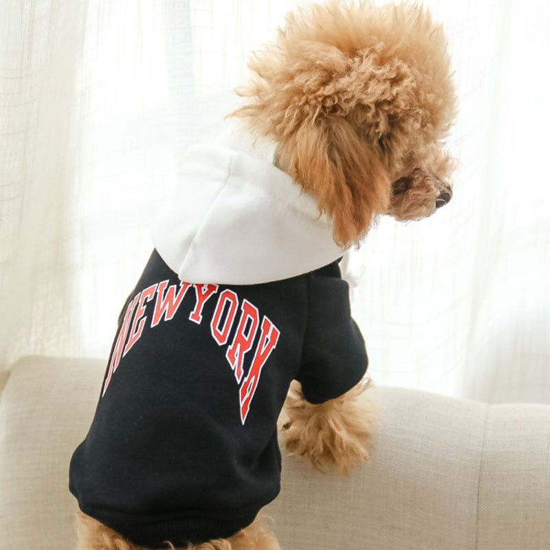 Pet Terry Cotton Casual Hooded Letter Sweatshirt