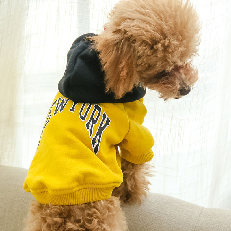 Pet Terry Cotton Casual Hooded Letter Sweatshirt