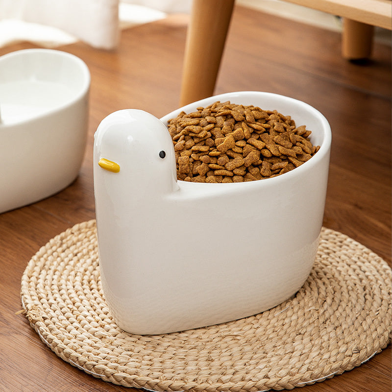 Ceramic Pet Cat Bowl High Feet Neck