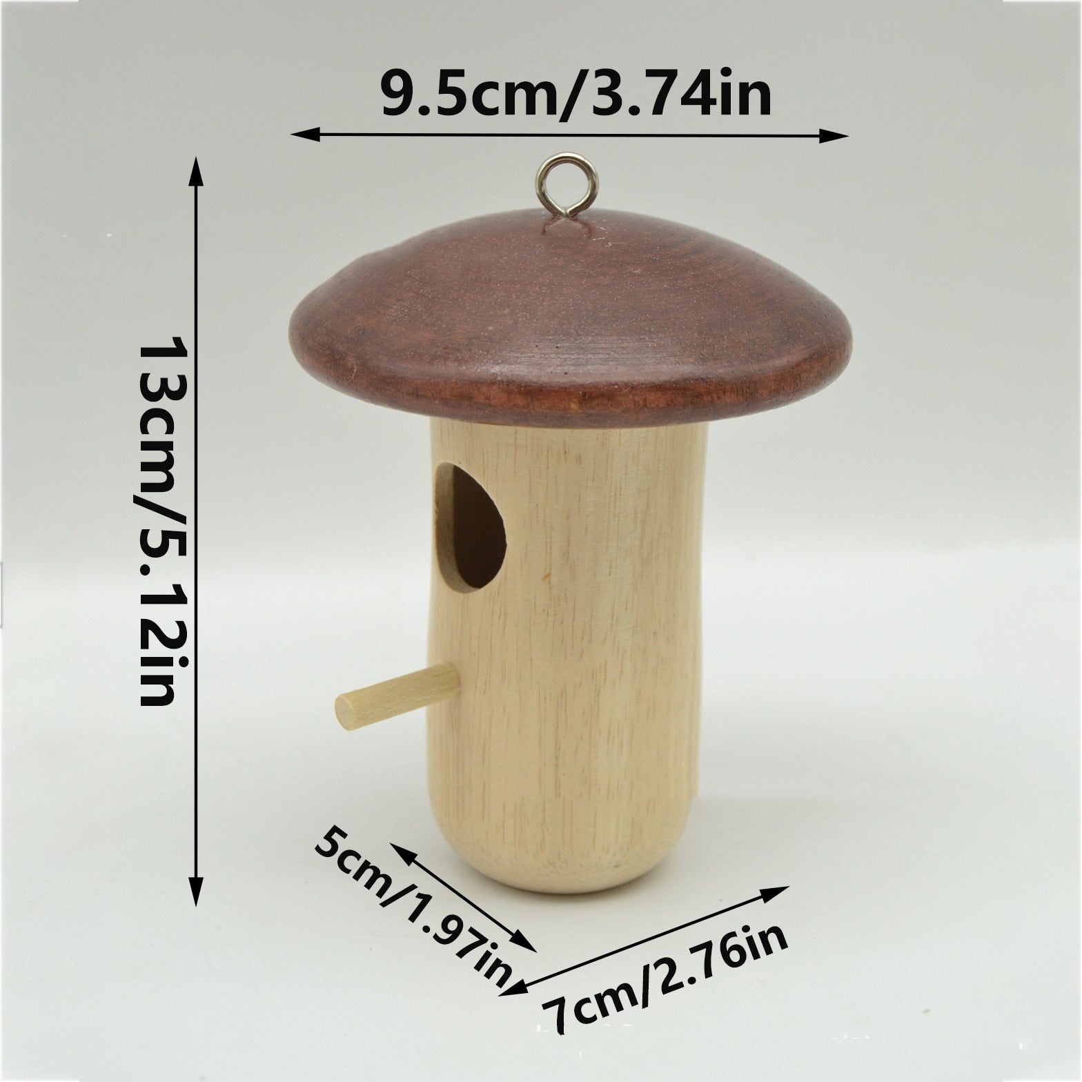 Wooden Bee Mushroom Shape Feeder