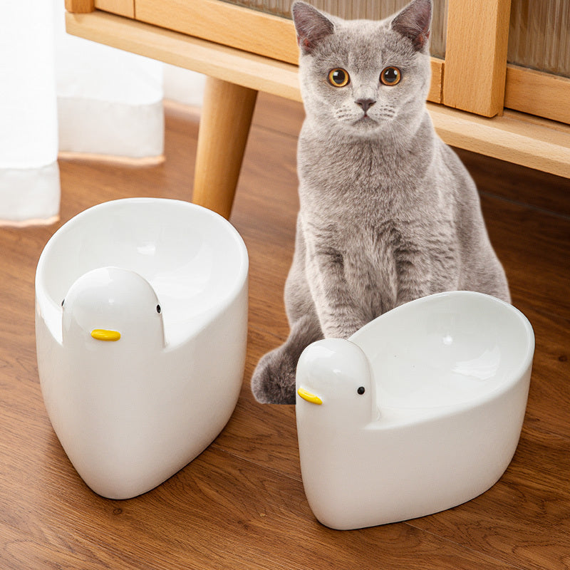 Ceramic Pet Cat Bowl High Feet Neck